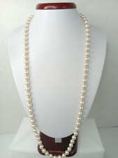 Women's Faux Pearl Beaded Necklace 28" Champagne Color Beads Costume Jewelry