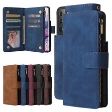 For Samsung Galaxy S25 Ultra S25 FE S24 S23 S22 Zipper Wallet Leather Flip Case