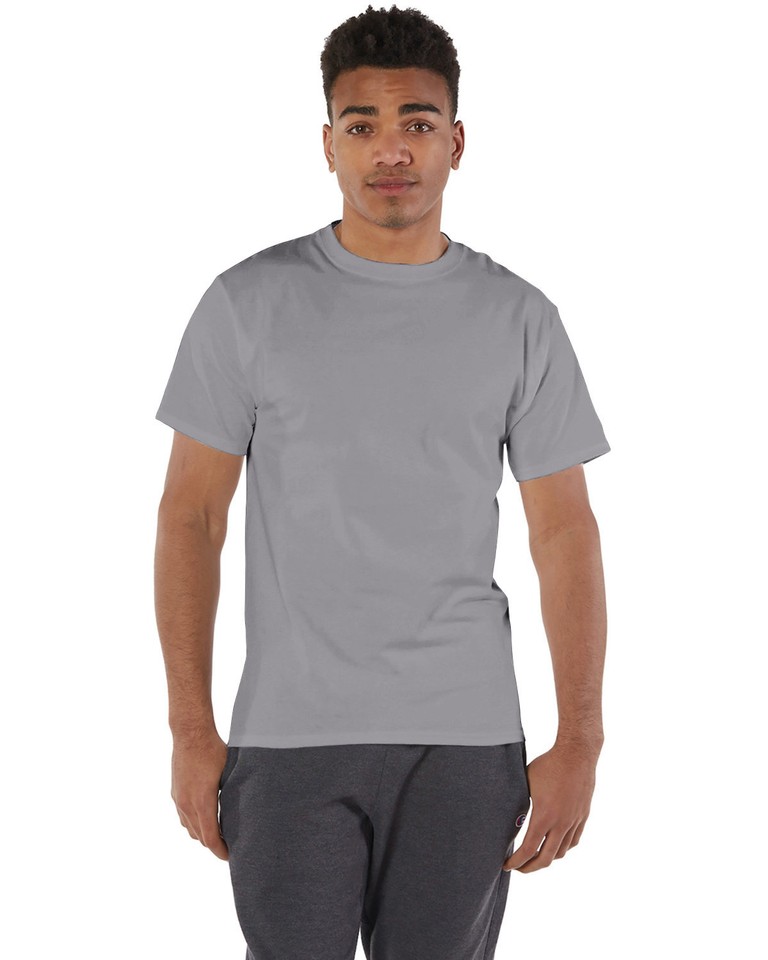 Men’s Short Sleeve T-Shirt Champion Crewneck Grey