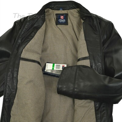 CHAPS by Ralph Lauren MEN'S LARGE Full Zip BLACK LEATHER JACKET