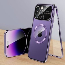 Full Body Magnetic Case with Lens Protector For iPhone 14 15 Pro Max 16 13 12