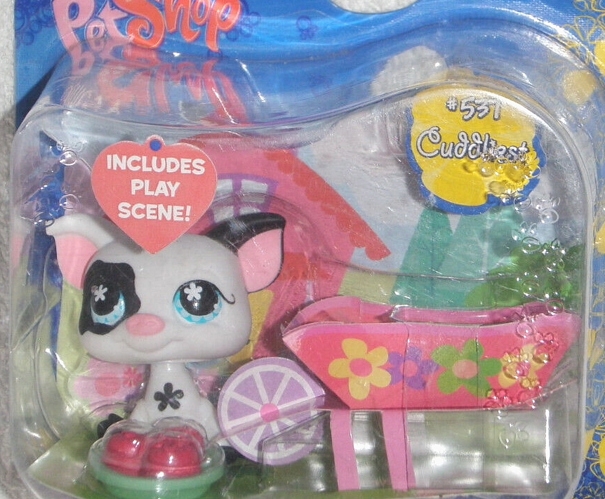 Lps Scene Littlest Pet Shop Pig #537 Cuddliest Edition White w/ Black LPS Play ...