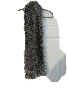 Handmsde Fuzzy Black snd White Scarf