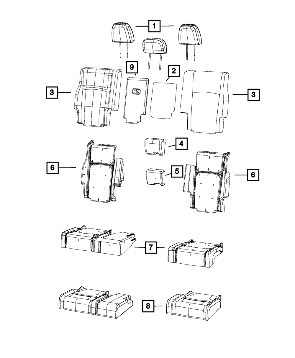 Genuine Mopar Rear Seat Cushion Cover Left 1UQ79XR4AA