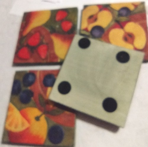 Vintage Square Stone Fruit 4 Piece 4x4 Coaster Set - Picture 5 of 6