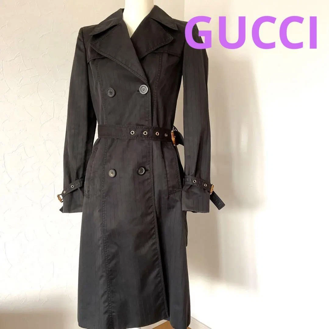 Trench coat noir vintage GUCCI déclaration mode femme