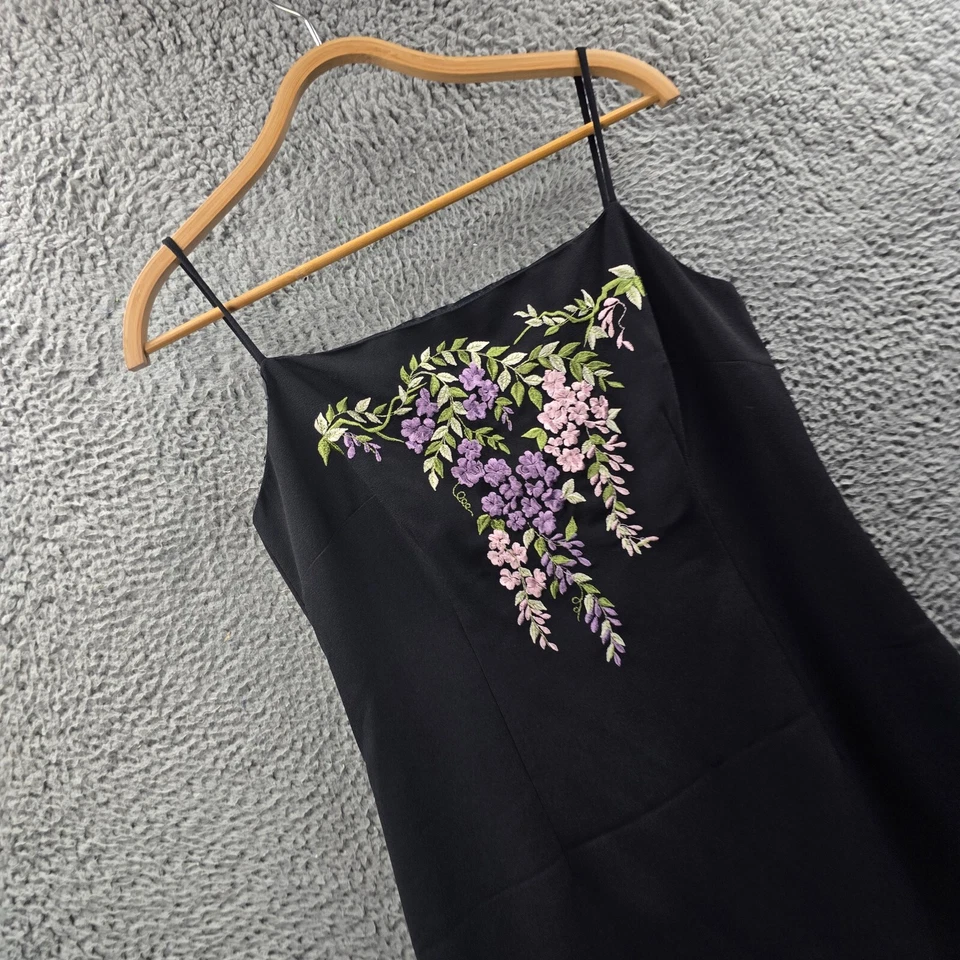 Vintage Evening by Rockmans Womens Pencil Mini Dress Size 8 Black Purple - image 2 of 4