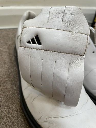Zapatos de golf Adidas para hombre vintage de cuero blanco Reino Unido 9,5 EE. UU. 10 2002 suela Iraxion - Imagen 12 de 14