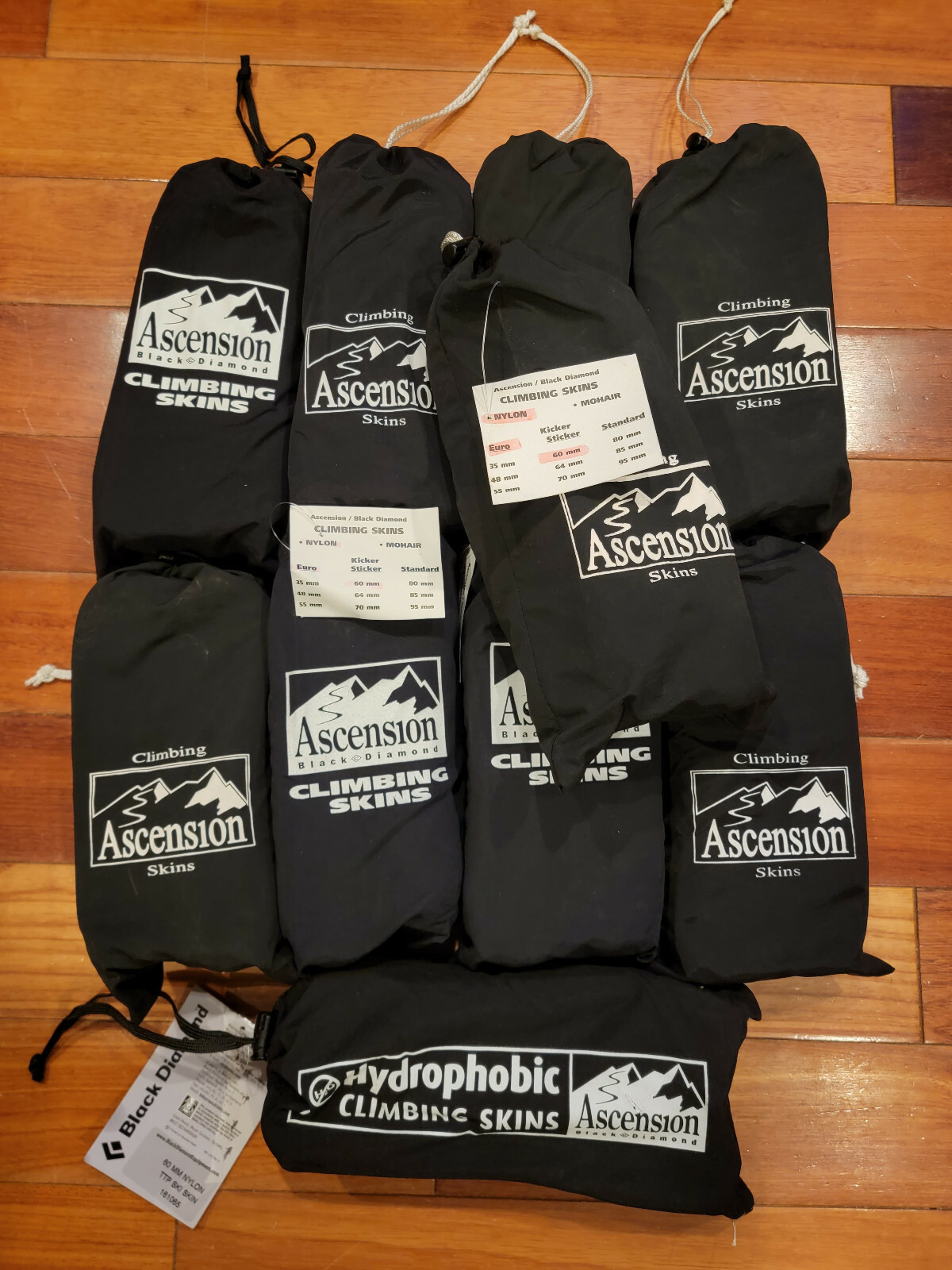 LOTE DE 10 - Pieles de Escalada Black Diamond Ascension STS - NEGRAS - 6 cm x 210 cm