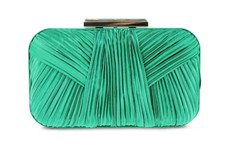 Sondra Roberts Pleated Convertible Clutch Green Gold