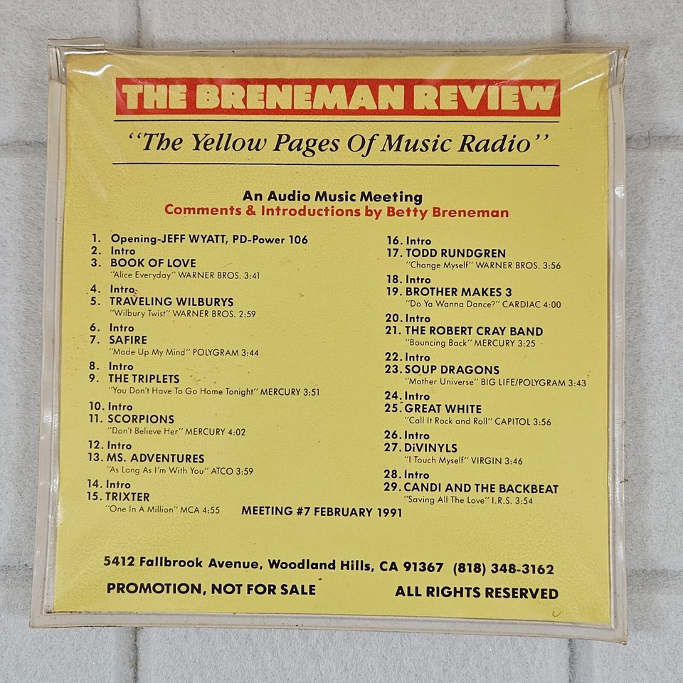 The Breneman Review Audio Music Meeting #7 February 1991 Radio Promo CD - Image 2 of 4