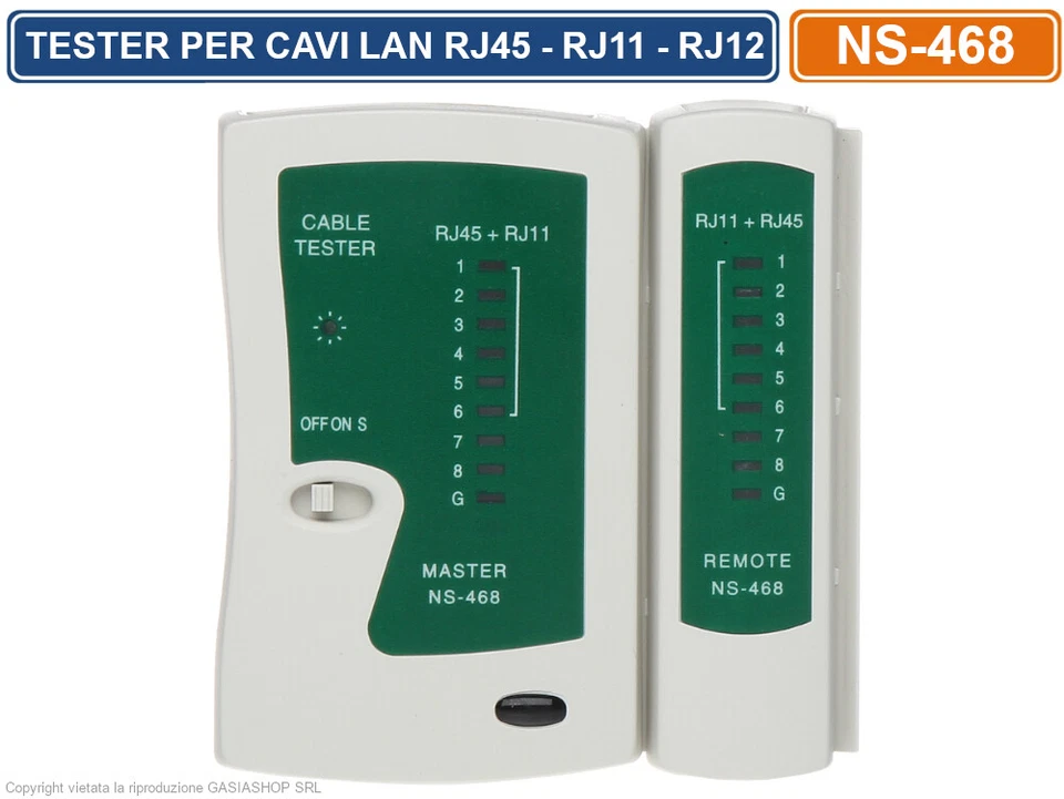 TESTER PER CAVO DI RETE LAN TELEFONICO RJ45 RJ11 RJ12 NETWORK ETHERNET TEST CAVI - Immagine 3 di 4
