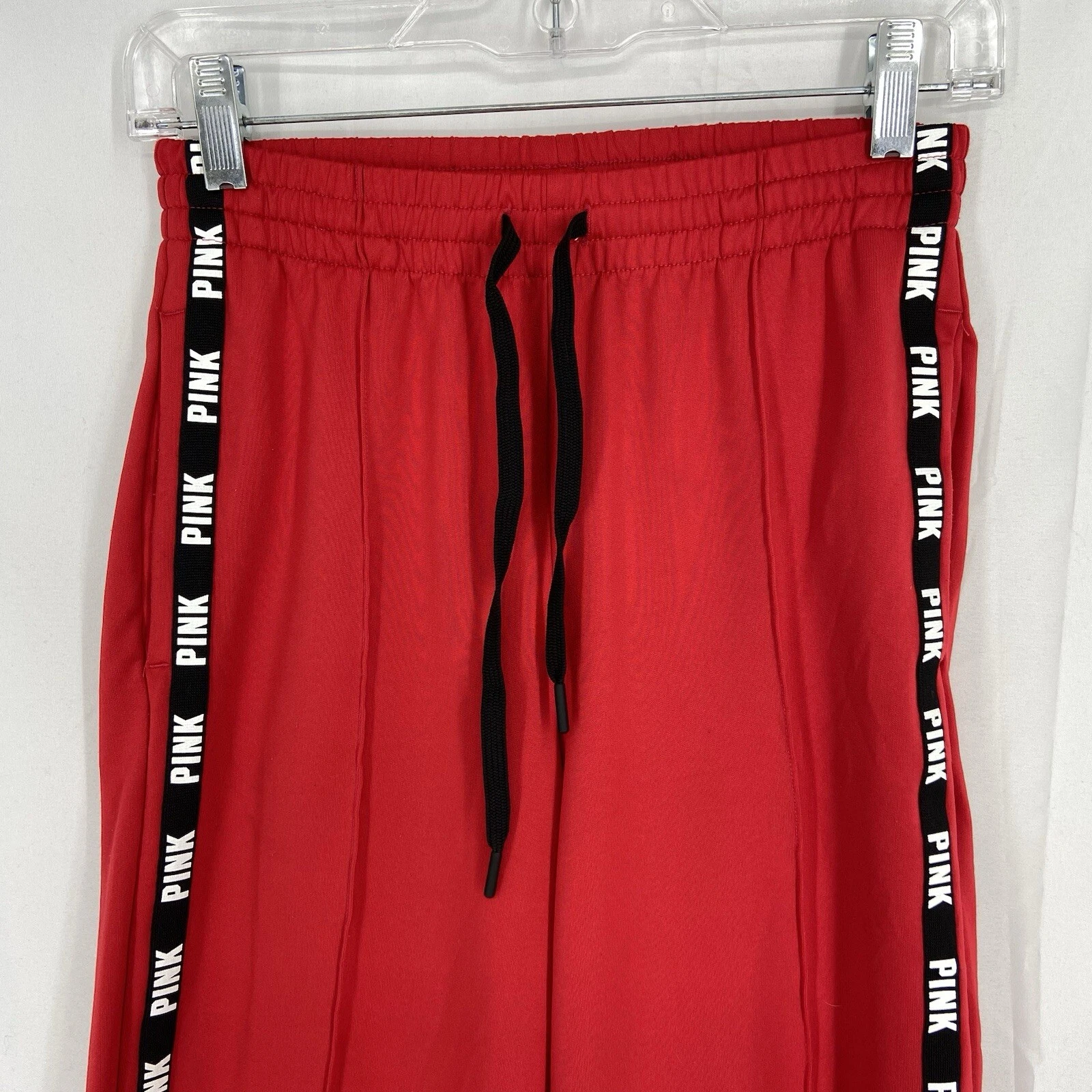 victoria-secret-vs active track stripe logo pockets zip ankles pants