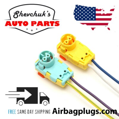 Pair Of Clock Spring Plug Wire Connectors For Chevy Silverado 1500 Suburban Tahoe (Non-Heated Wheel)
