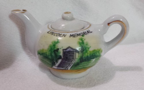 Lincoln Memorial Souvenir Mini Teapot Doll Child China Washington DC Souvenir