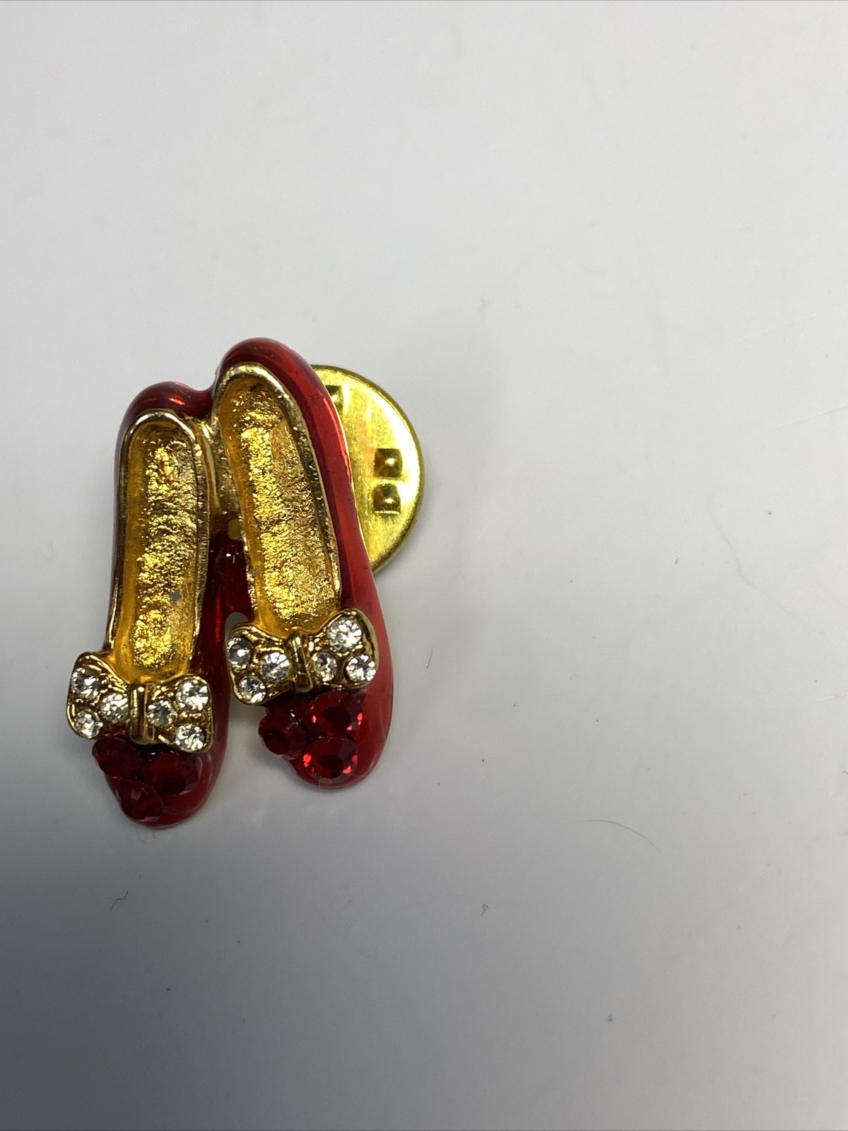 Ruby Red Enamel Rhinestone Mini Slippers Lapel Ha… - image 3