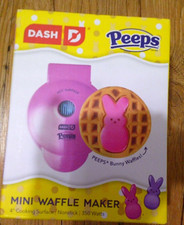 NEW PINK PEEPS Dash Bunny Mini Waffle Maker 4...