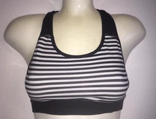 CHAMPION DuoDry Womens Athletic Sports Bra NWT Black White Striped Size M XL
