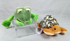 Mary Meyer Finger Puppet Plush Lot Tortoise and Frog Tippy Toes Stuffed Animals