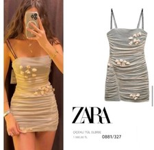 ZARA NEW WOMAN SS25 Floral Tulle Dress 0881/327/942 Size S Viral Trendy RPR £60