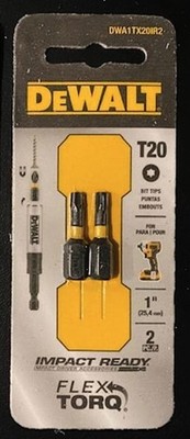 DEWALT FLEX TORQ IMPACT READY Screw Bit Tips – T20, 2-Piece (2 Packs) – DWA2TX20IR2
