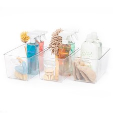 LIVIVO 3 Pack Medium Clear Storage Bins Fridge Freezer Cupboard Organiser