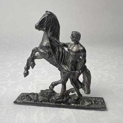 Niena St. Petersburg Russia Horse Man Metal Relic Figure VINTAGE RARE SIGNED