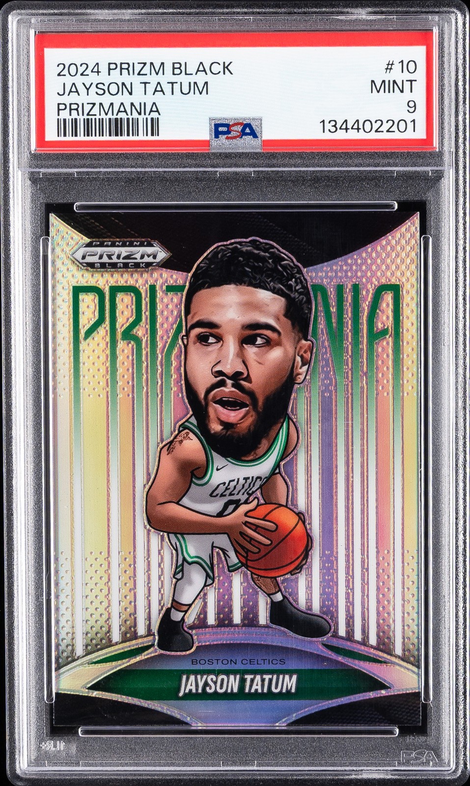 2024 PANINI PRIZM BLACK PRIZMANIA #10 JAYSON TATUM PSA 9