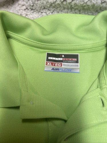 Grand Slam Performance Mens Short Sleeve XL Golf Shirt Lime Green - Picture 2 of 6
