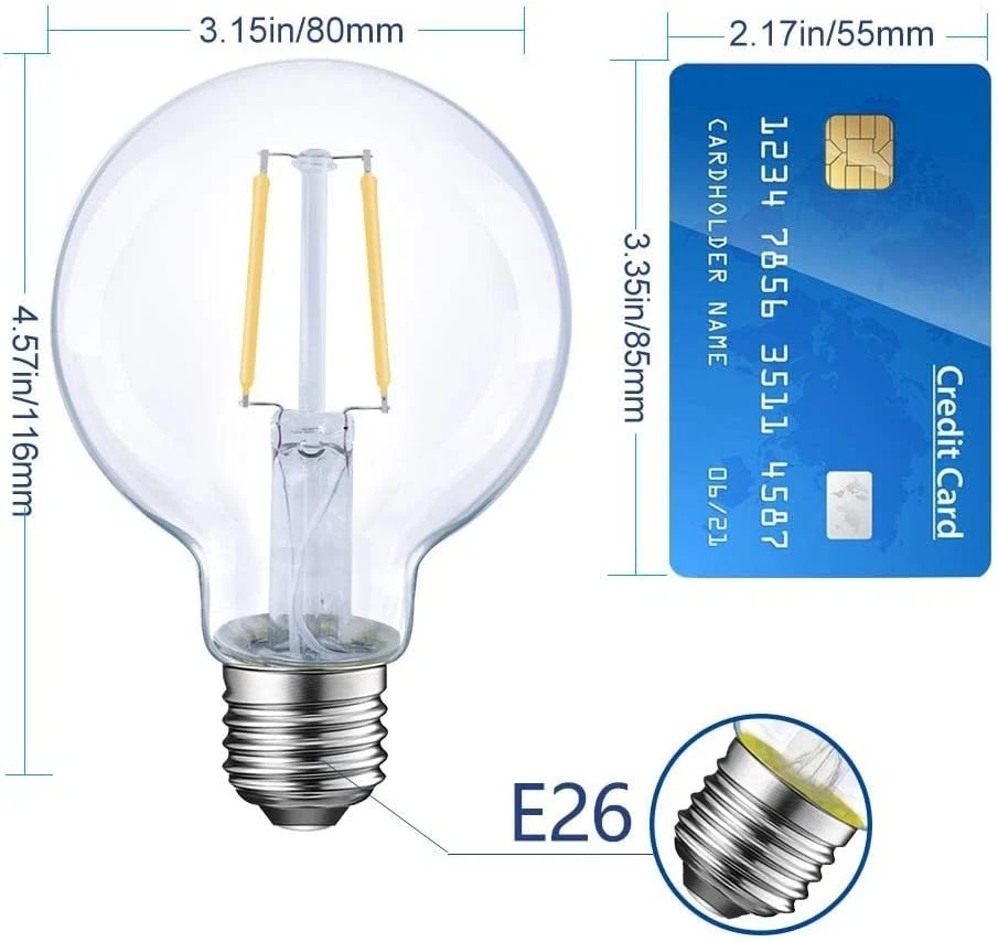 Retro Style G25 LED Globe Light Bulb, 6-Pack, 500lm, 2700K - Image 4 of 4