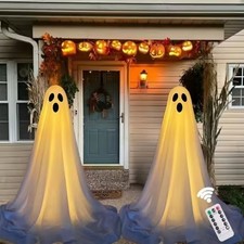 2 Packs Halloween Decorations Outdoor Spooky Ghost with Remote String Lights