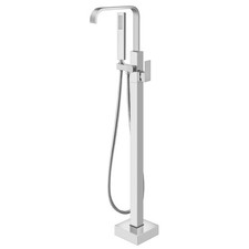 Freestanding Tub Faucet Brass Floor-Mount Tub Filler with Handheld Shower