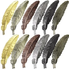 GXXMEI 30PCS Feather Metal Bookmarks - Vintage Feather Shaped Bookmarks