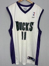 Milwaukee Bucks Reebok Jersey Mens White Blue V-Neck T.J. Ford #11 Large NWOT