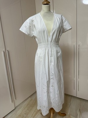 Damen Sommerkleid Weiß Ganni Gr 40 Baumwolle 100%