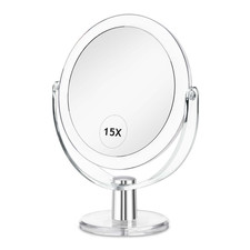 Clsevxy Vanity Makeup Mirror Stand 1X/15X Magnification Double Sided 360 Degree