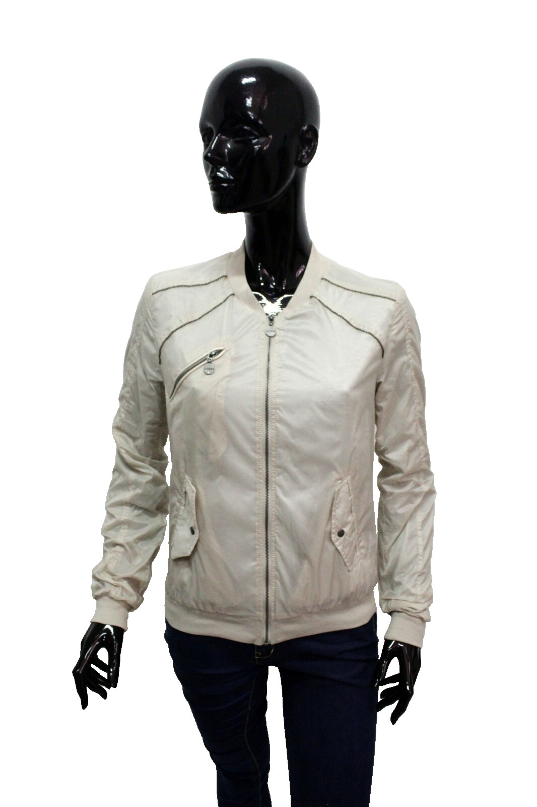 Guess Donna Giubbotto Taglia XS Giacca Da Mezza Stagione Giubbino Beige Jacket
