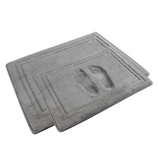 2 PCS Gray Memory Foam Bath Mat Set Non Slip Washable Soft Absorbent Plush
