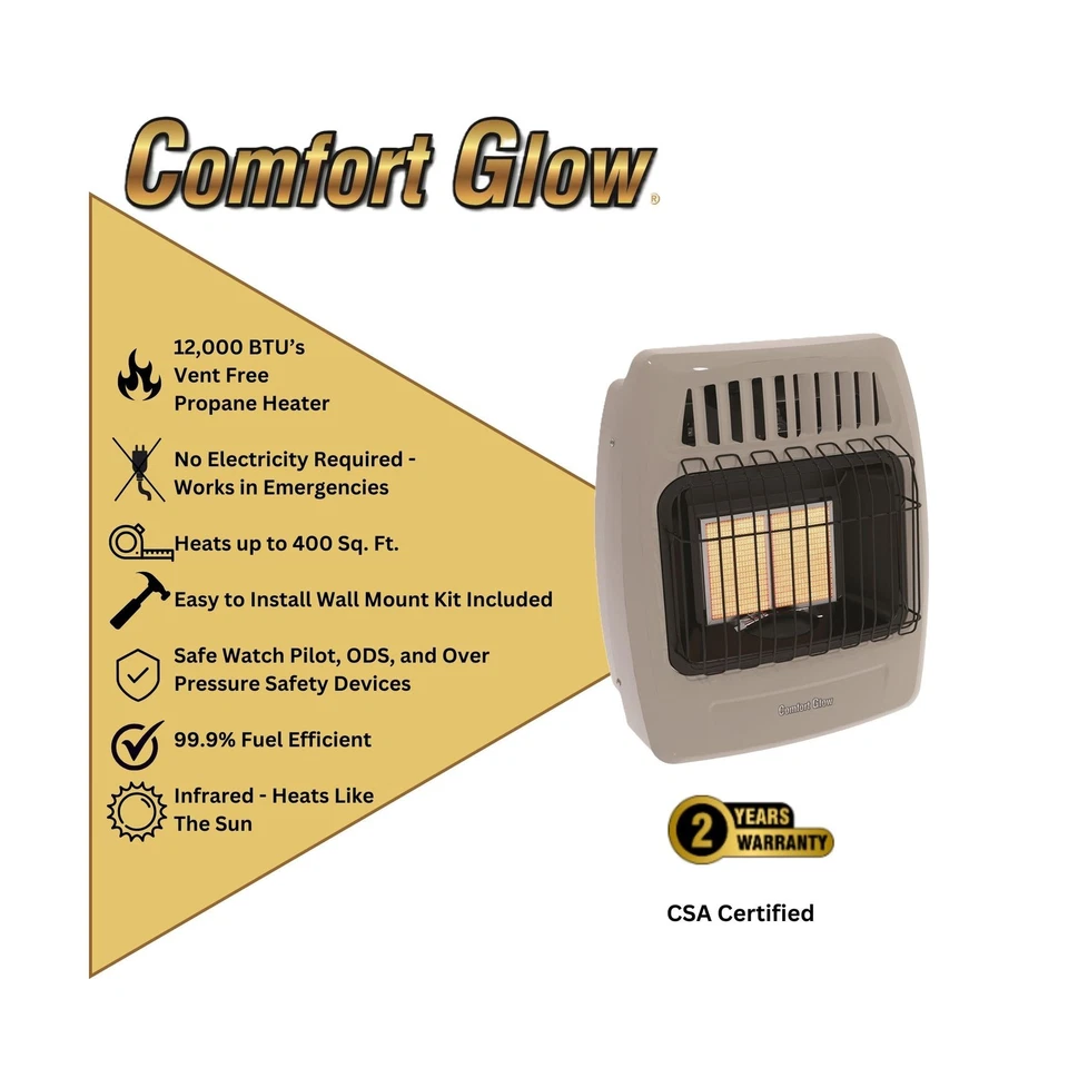 WORLD MKTG OF AMERICA/IMPORT KWP212 2 placas 12000 BTU calentador de pared de gas, gris Foto 3 de 4