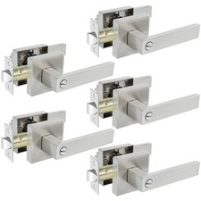 Privacy Door Levers, 5 Pack Satin Nickel Door Handles Bed and Bath Door Locks...