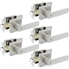 Privacy Door Levers, 5 Pack Satin Nickel Door Handles Bed and Bath Door Locks...