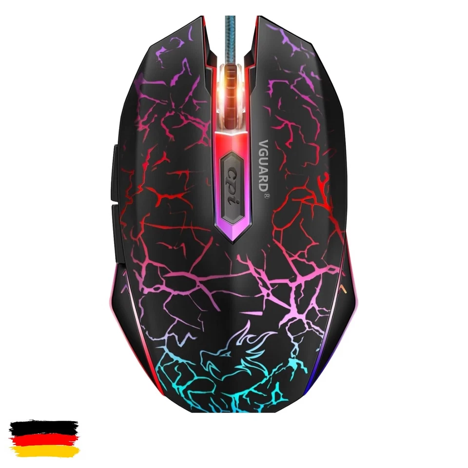 Leise Wired Gaming Maus von Vguard mit 7 Farben LED und ergonomischem Design