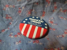 (1093) Pin Button Hammond Organ Made in the U. S. A. Made for You! 1 1/2 Inch