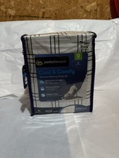 Serta Perfect Sleeper Cool Comfy Queen Sheet Set White Black Grid