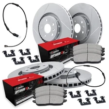 For BMW X7 21-22 R1 Concepts Slotted Front & Rear Brake Kit w Optimum Pads