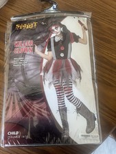 Girls killer Clown costume X-Large, Includes Dress, Mini Hat, Footless Tights
