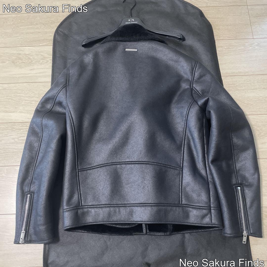 Armani Exchange Black Leather Rider Jacket Men's XS Blouson Black