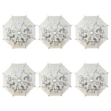 Pack of 6 Mini Lace Umbrella Parasols with Sequins - Delicate Decorative Smal...