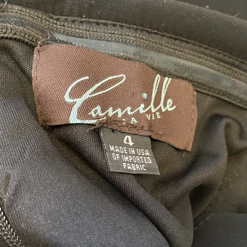 Платье женское Camille La Vie черное красное размер 4 с цветочным рисунком с вырезом через плечо сетка - Изображение 2 из 4