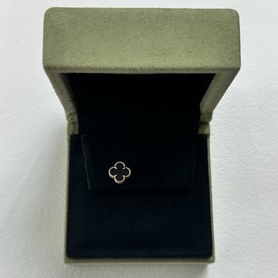 Van Cleef & Arpels Sweet Alhambra Stud Single Earring 18K Yellow Gold Onyx VCA